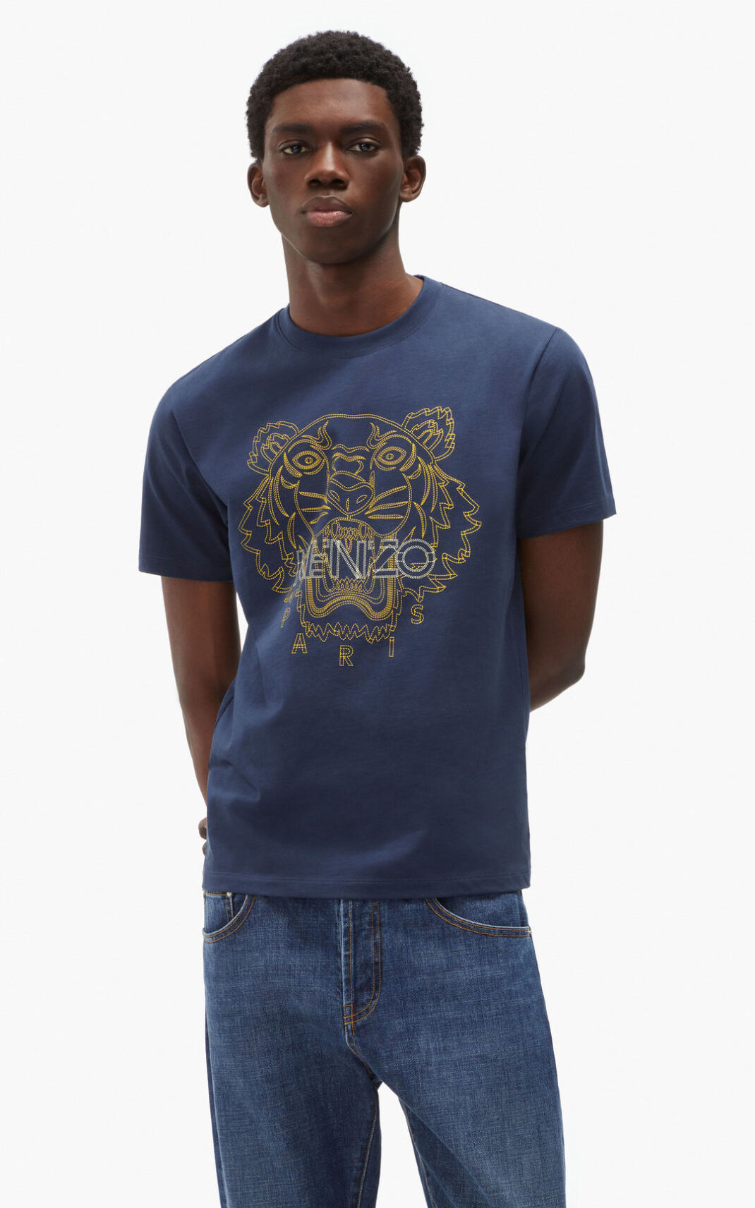 T Shirt Kenzo Tiger Homme Bleu Marine Bleu | AUVY-09357